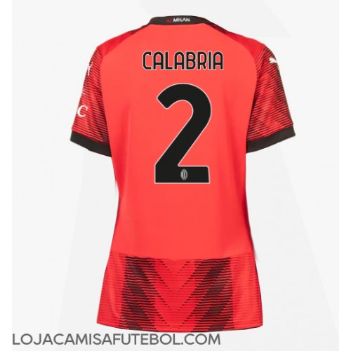 Camisa de Futebol AC Milan Davide Calabria #2 Equipamento Principal Mulheres 2023-24 Manga Curta